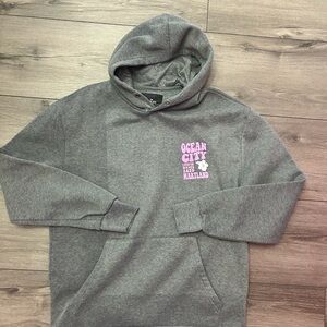 Gray Hoodie with Pink Print